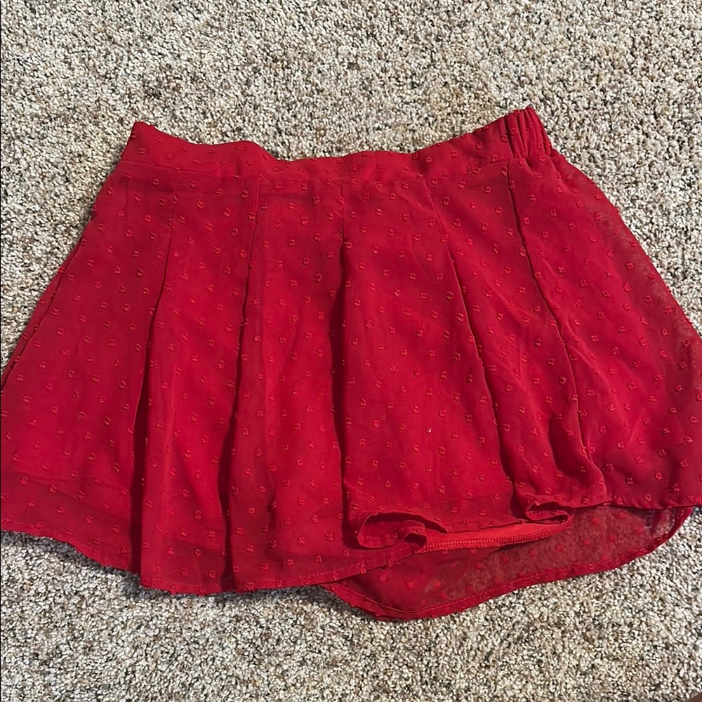 SHEIN Red Skort with Flowy Pleats